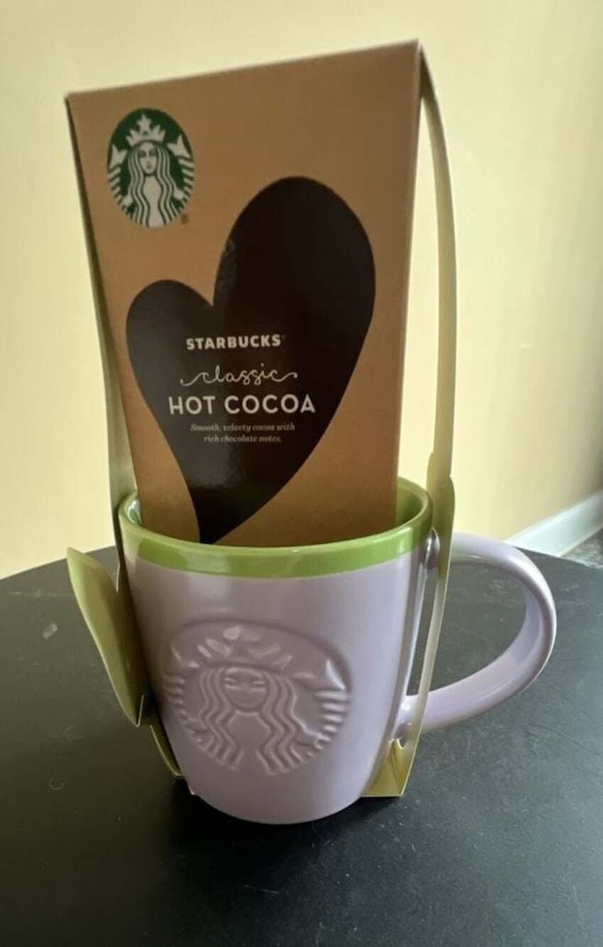 Starbucks Lavender Ceramic Mug with Classic Hot Cocoa Gift Set